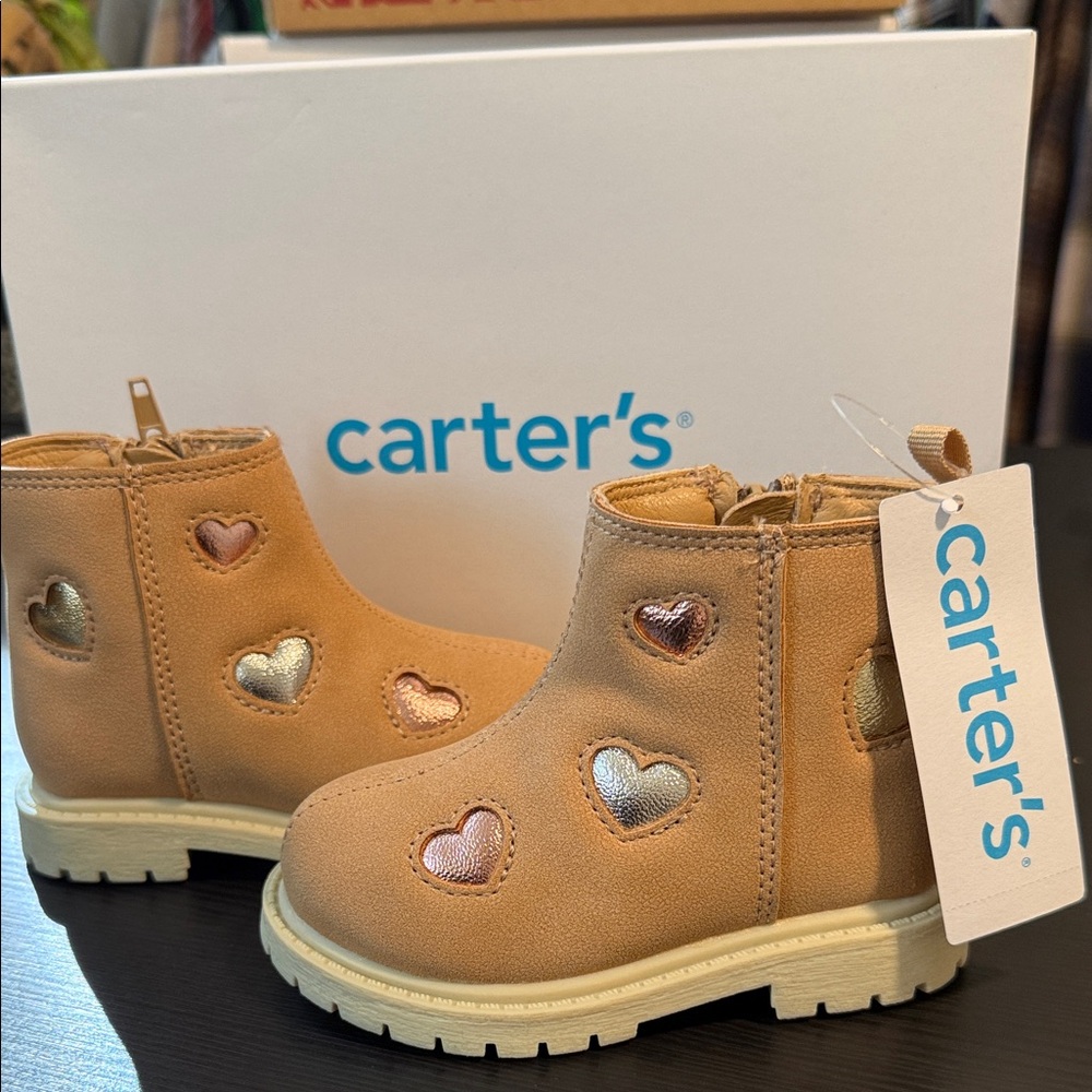 Carter's Tan Kids Boots with Heart Details.  Size : Toddler 5